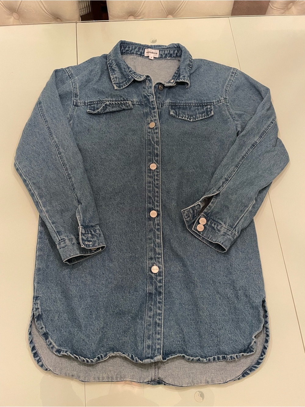 superdown by revolve Denim Button-Up Shirt Dress in Blue